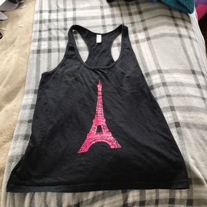 American Apparel Eiffel Tower Pink and Black Tank